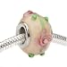 Murano Style Glass Lampwork Bead Fits Pandora Ivory With Pink Flower 14mm (1)