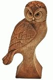 Owl on Base with Wood-carved Look Statue Figurine 5.25