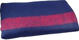 New Wool Military Blanket - Vintage Blue with Red Stripe -Ultimate in Natural Warmth & Durability
