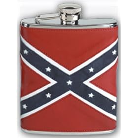 Simran HFFS-6191 Ajmer 6 oz. Rebel Flag Genuine Leather Stainless Steel Flask by Simran