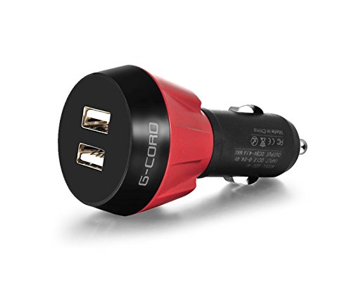 G-Cord® [Heavy Duty] 4.0A 20W Dual Port USB Car Charger Power Adapter Designed for Apple iPhone, iPad, Tablets, and Android Devices (3 Years Warranty)