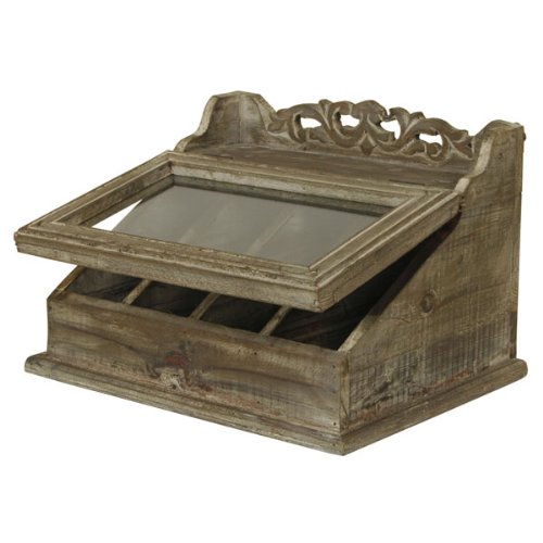 Clayre & Eef - 40387 Besteckkasten aus altem Holz mit Glasdeckel 30*24*20 cm
