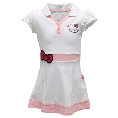 Hello Kitty Girls` Princess Sleeve V Neck Tennis Dress White