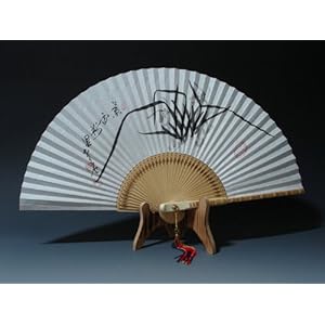 Hand Painted Folding Black Chinese Ink Orchid Painting Korean Mulberry Rice White Paper Bamboo Art Handheld Decorative Fan