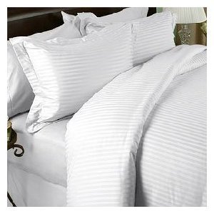 1500 TC 100% Egyptian Cotton Sheet Set STRIPED WHITE KING
