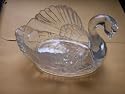 Acrylic Swan Clear Plastic Crystal Cut Bowl Centerpiece 9 Inches Big
