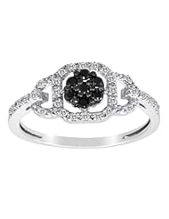 10k White Gold Black and White Diamond Ring (0.25 cttw, H-I Color, I2-I3 Clarity)