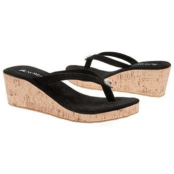 Nomad Women's Desire Low Wedge Sandal,Black,9 M US