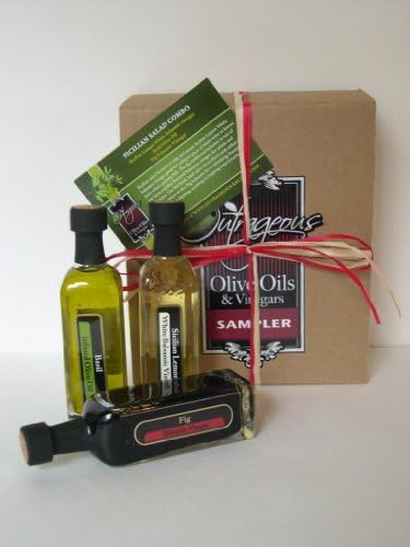 Sicilian Salad Mini Sampler - Three 2-oz Bottles: Sicilian Lemon Balsamic Vinegar / Basil Olive Oil / Fig Balsamic Vinegar