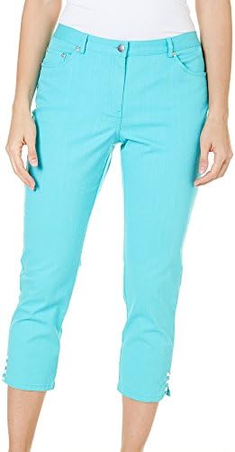 Hearts of Palm Womens Modern Pop Bead Hem Capris 6 Aqua blue