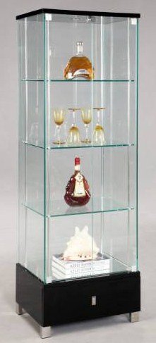 Chintaly Imports 6628 Glass Curio Cabinet, Clear/Black