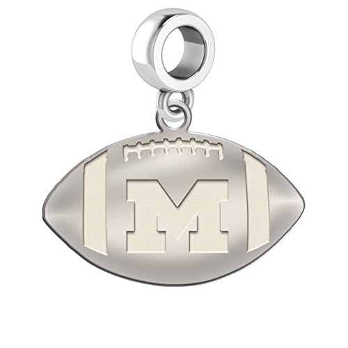 Michigan Wolverines Sterling Silver Football Cut Out Drop Charm Fits All European Style Charm Bracelets