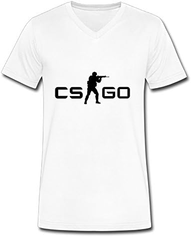Emoute Men's CSGO V-neck T-shirts L White