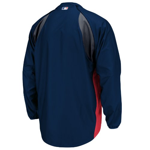 MLB Men's Atlanta Braves Long Sleeve Lightweight 1/4 Zip Gamer Jacket (Pro Navy/Pro Scarlet, XX-Large)