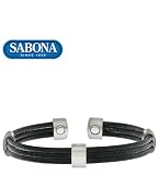 Men's Sabona Trio Cable/Black Satin Stainless Magnetic Bracelet