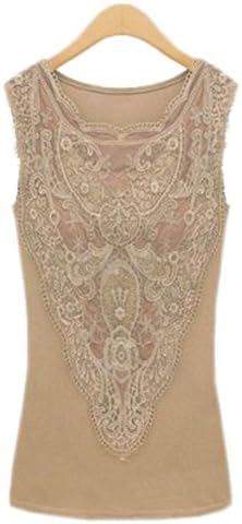 Lace Women Vest Plus Sexy Girl Crop Top Lady High Quality Apricot XX-Large