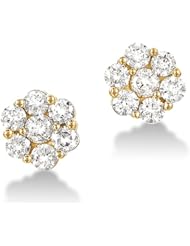 14k Yellow Gold Diamond Ladies Womens Channel Set Studs Flower Shape Round Cut Diamond Earrings (3/4 cttw)