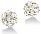 10k Yellow Gold Diamond Ladies Womens Channel Set Studs Flower Shape Round Cut Diamond Earrings (0.15 cttw)