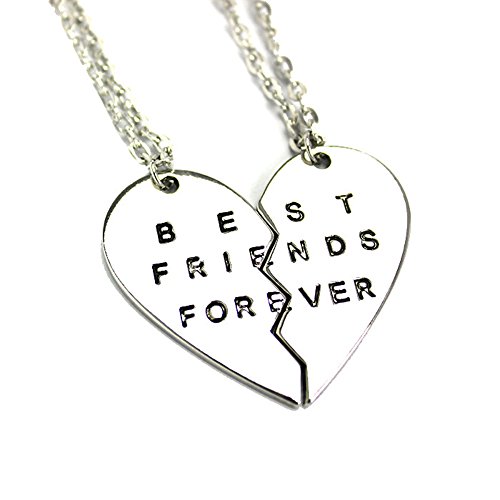 Best friends forever bff split heart pendant necklace 2 pc - cosp…