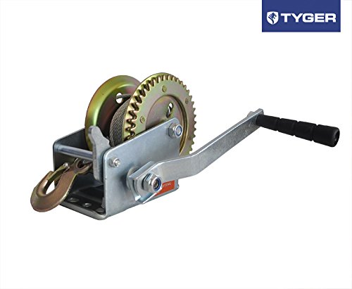 TYGER 1,000 LB Hand Winch Crank 32Ft Cable for Towing Marine Ocean Boat Auto ATV Jet Trailer