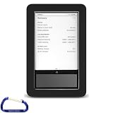 Premium Barnes and Nobles Nook eBook Reader Accessory: High Grade Black Silicone Skin Gel Cover Case and Free Carabiner Key Chain