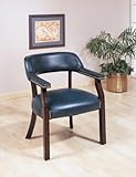 GUEST CHAIR,NAVY VINYL ,MAHOGANY