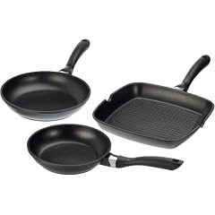 Elo 62853 Pfannenset Triologie 3-teilig (Bratpfanne 20 cm, Bratpfanne 24 cm, Grillpfanne 28 x 28 cm)