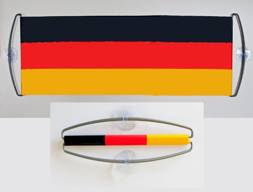 4 x Autobanner Deutschland 75×25 cm – Autofahne mit Saugnäpfen – Fanartikel WM EM
