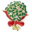 Gold plated Brooch with Clear CZ - Flowers