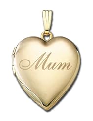 Solid 14K Yellow Gold "Mum" Sweetheart Locket 3/4 inch x 3/4 inch in Solid 14K Yellow Gold