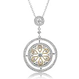 14k Two Tone Rose and White Gold Diamond Pendant Necklace (HI, I, 1.50 carat)