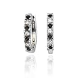 10K White Gold 1/4 ct. Alternating Black and White Diamond Huggie Earrings