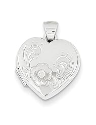 14k White Gold Heart Locket. Metal Wt- 0.74g