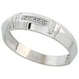 Mens Diamond Ring - Sterling Silver Men's Diamond Band, w/ 0.03 Carat Brilliant Cut Diamonds, 7/32 in. (5.5mm) wide, Size 11