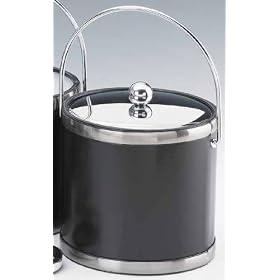 Kraftware 50268 Sophisticates Black with Brushed Pewter 3 Quart Ice Bucket with Metal... by Kraftware