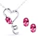 2.45 Ct Pink Topaz Heart Pendant Earrings Silver Set