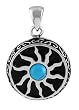 Tribal Sun Pendant with Turquoise - Stainless Steel - 0.9'' Diameter