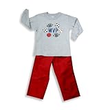 Mis Tee V-Us - Boys Long Sleeve Pant Set, Grey, Red