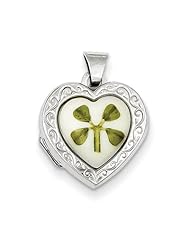 Sterling Silver MOP with 4 Leaf Clover 2 Frame Heart Locket