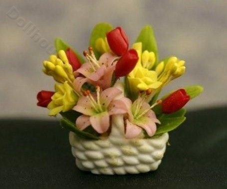 Miniature Artisan Floral Arrangement in a Basket