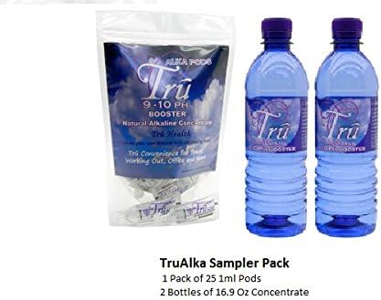Trualka Water Stable Ph Booster Concentrate (Sampler Combo) [Contains 2 - 16.9 Oz Bottles of Concentrate, 1- 25ct Portable Pod Pack 10ml Each]