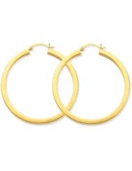 3mm, 14K Yellow Gold Square Tube Hoop Earrings, 45mm (1 3/4")