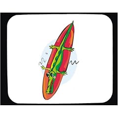 Mauspad mit der Grafik: Surfen, Sport, Surfbrett, Krokodil