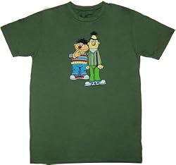 Sesame Street Bert and Ernie Military Green Men's T-Shirt Tee