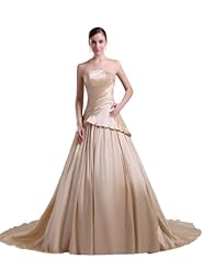 A-line Strapless Applique Pleated Spring Fall Winter Taffeta Evening Dress/Prom Dress/Wedding Dress  with a Chapel Train 
