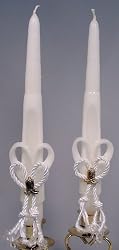 Carved Tapers wih Western Charms, White with Gold Charms
