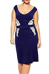 Plus Size Polyester/Spandex Lace Applique  Dress