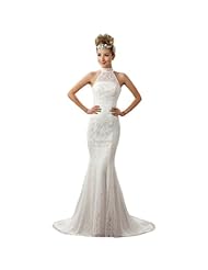 Lace Belted High-Neck Mermaid  Dress with a Court Train 