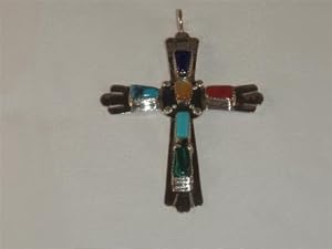 Sterling Silver Multi-Stone Cross Pendant - PD-0016