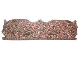 Indian Carving Krishna Playing Flute with Gopis Carved Wood Headboard Panel 72x18